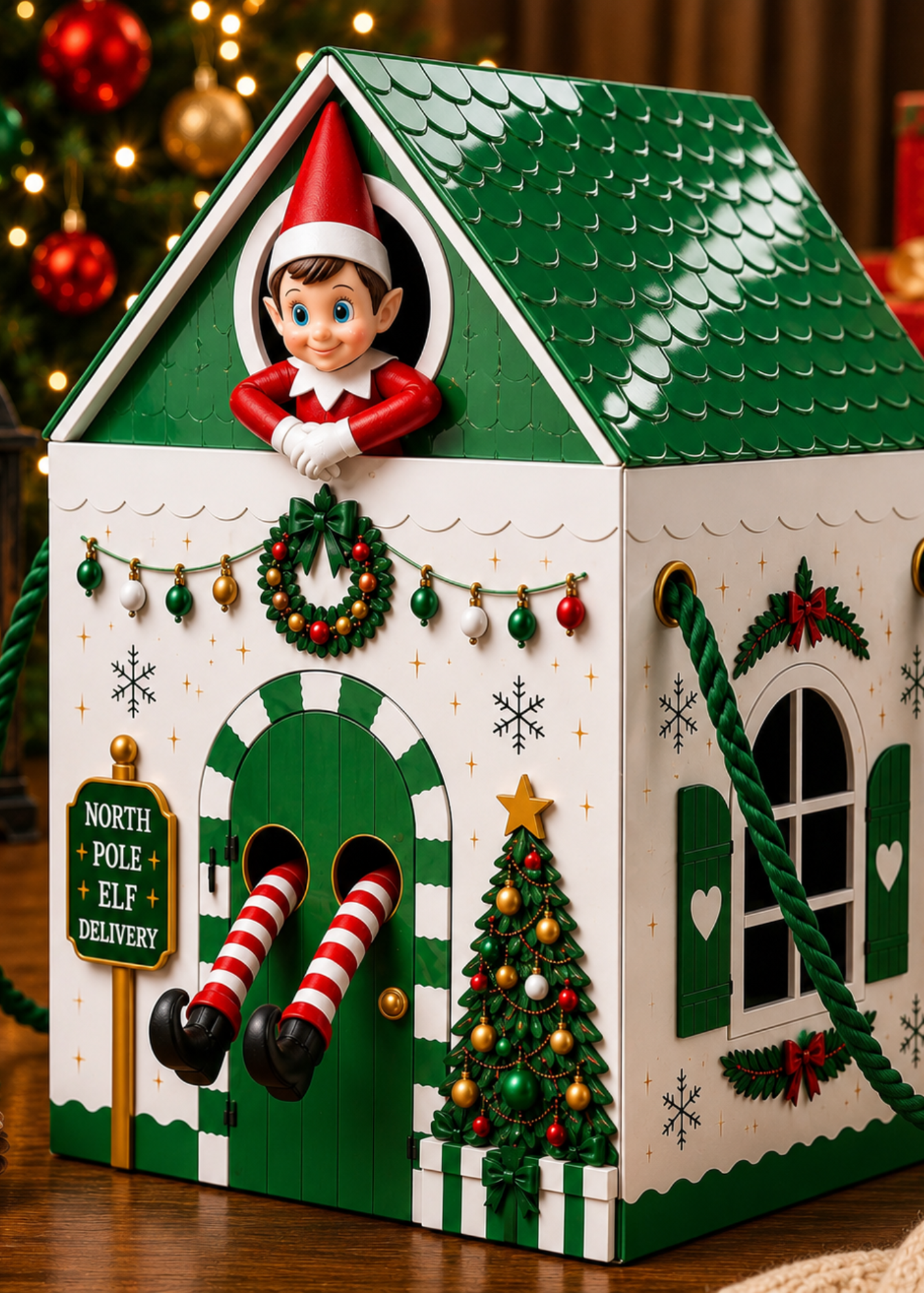 NEW Green & White Elf House