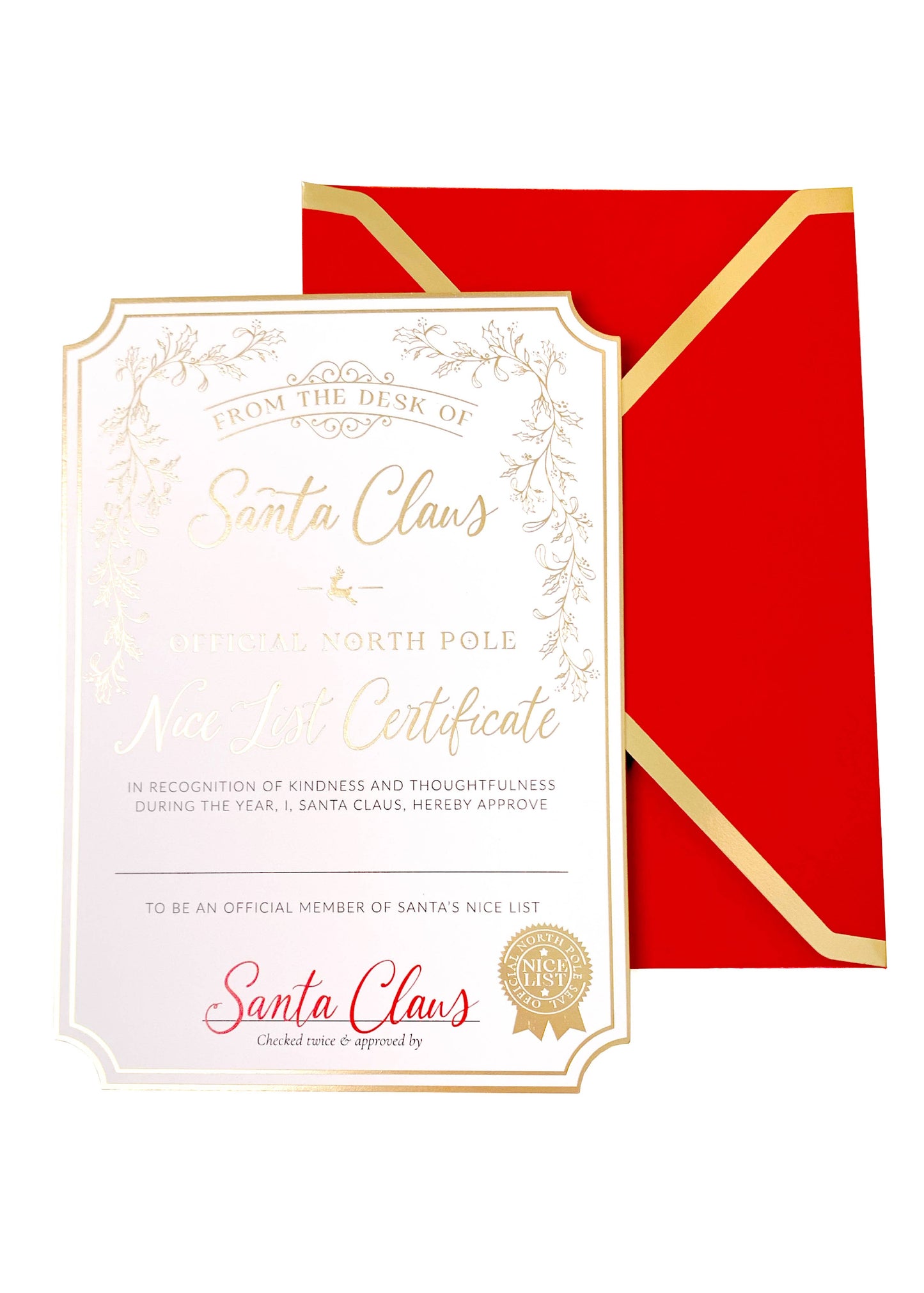 Santa's Nice List Certificate - Gold/White