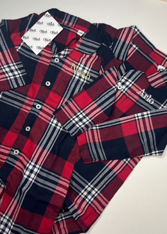 Red/Navy Tartan Christmas Onesie