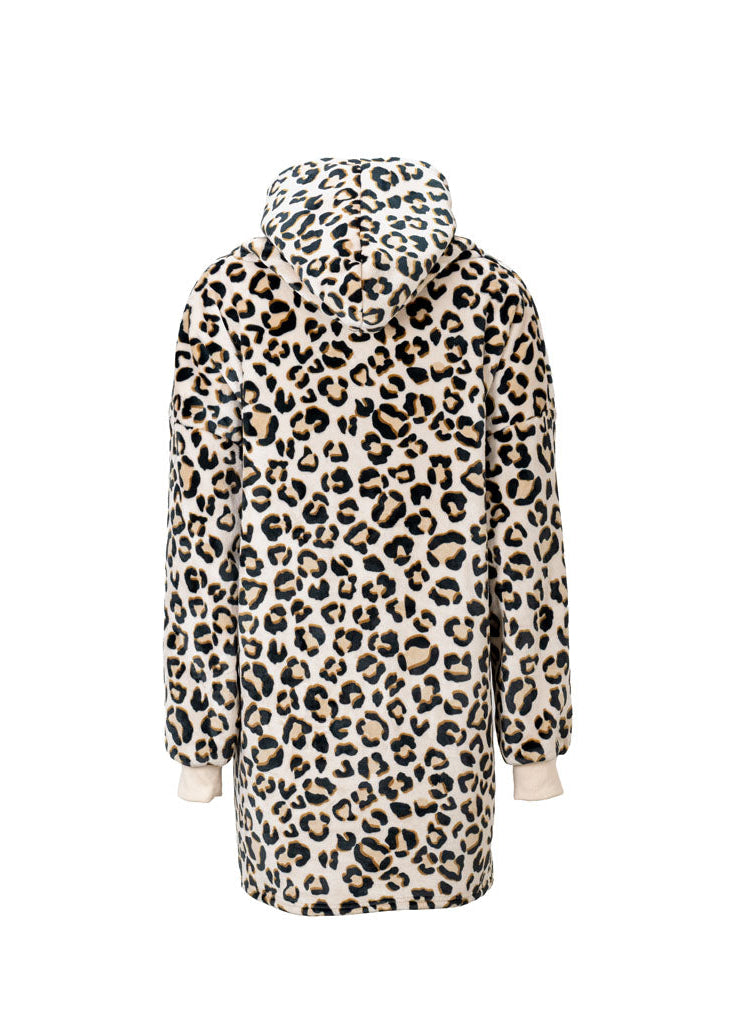 Leopard Print Oversized Hooded Blanket | Adults