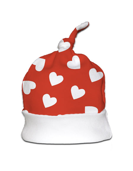 White Heart Knotted Hat