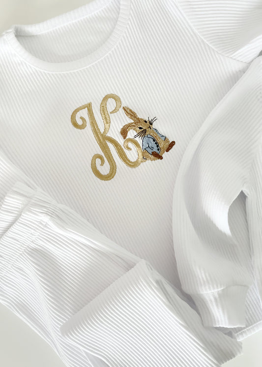 White Ribbed Easter Unisex Loungewear