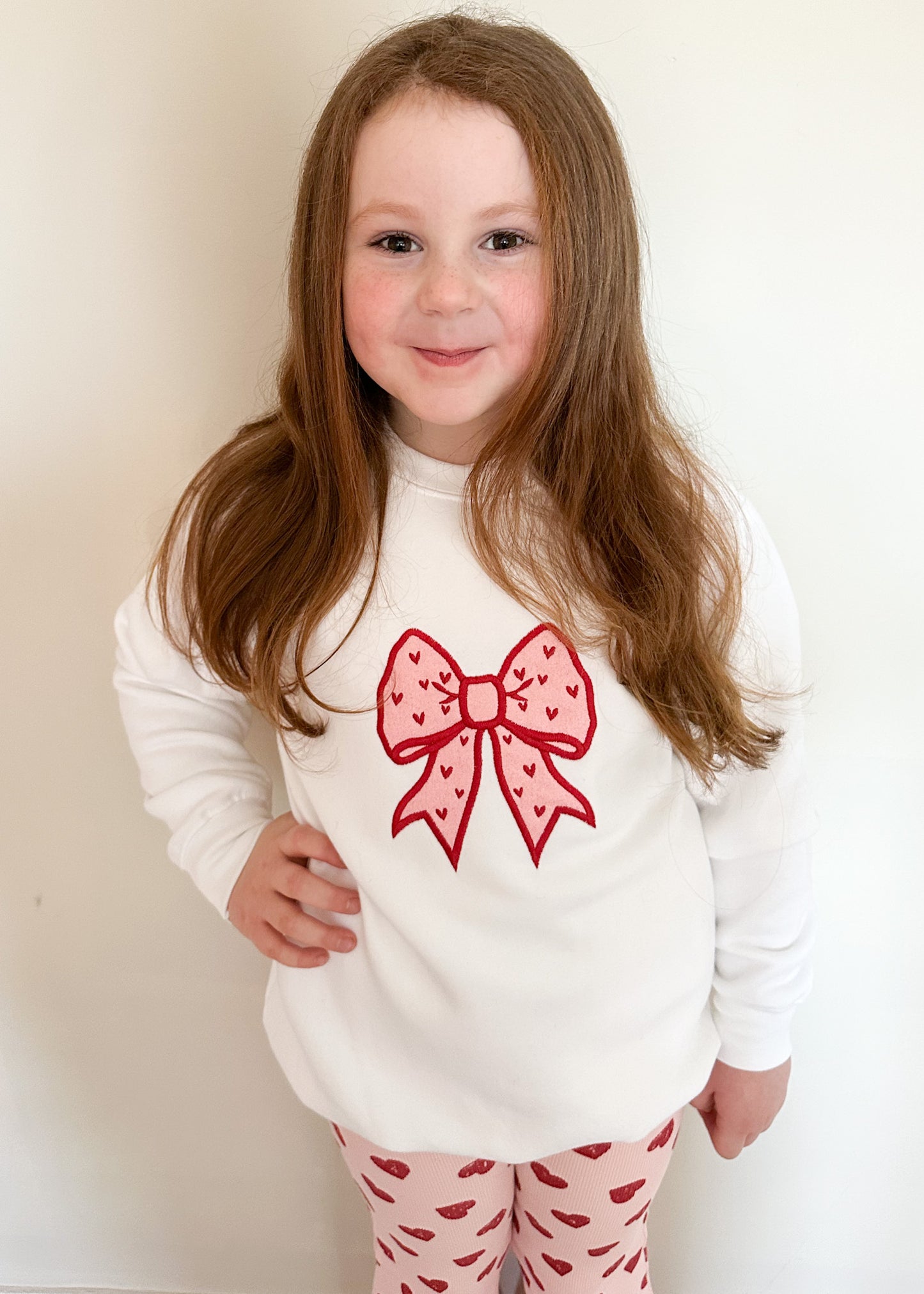 Heart Bow Appliqué Sweater