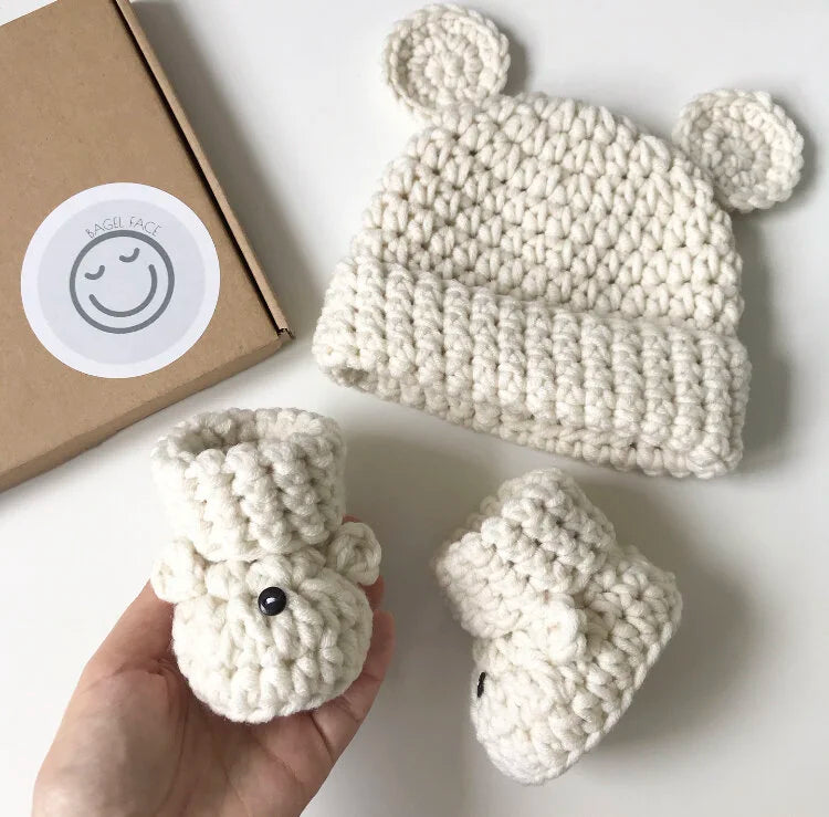 Baby Bear Booties & Hat Set