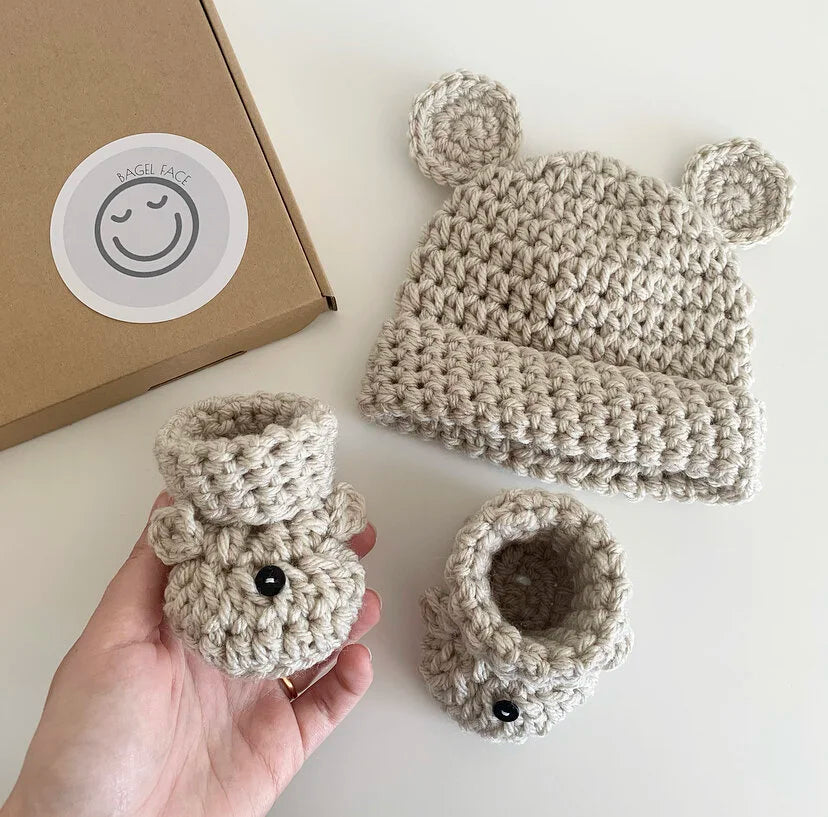 Baby Bear Booties & Hat Set