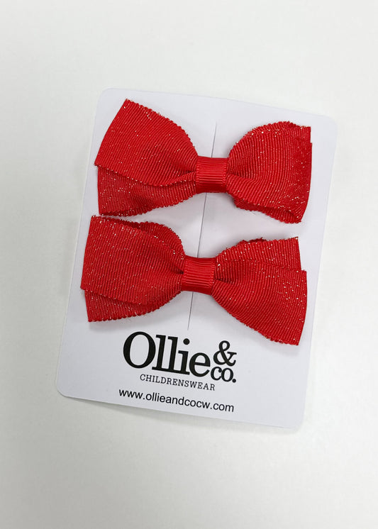 Red Glitter Hair Bows