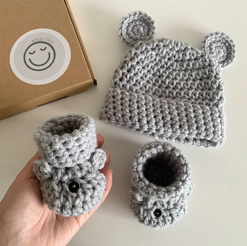 Baby Bear Booties & Hat Set