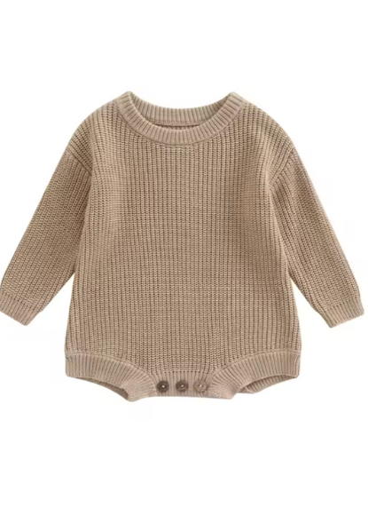 Knitted Baby Romper Beige