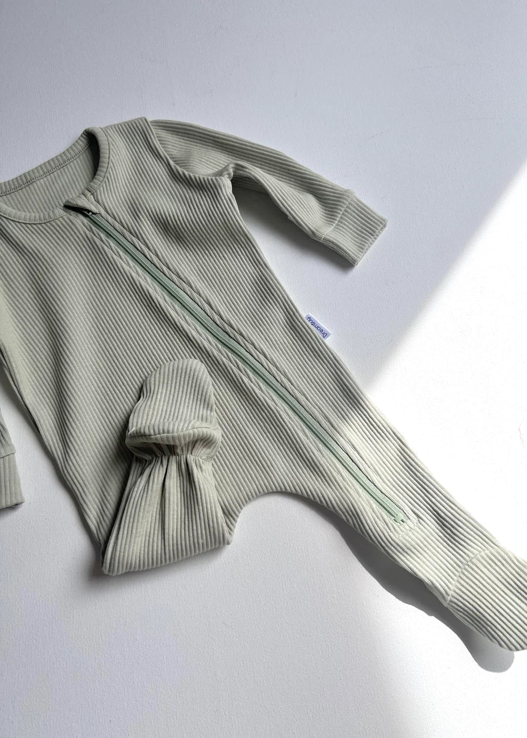 Sage Zip Up Ribbed Romper