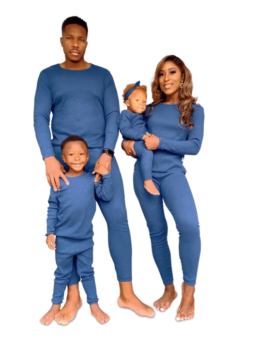 Adults Midnight Blue Ribbed Unisex Loungewear