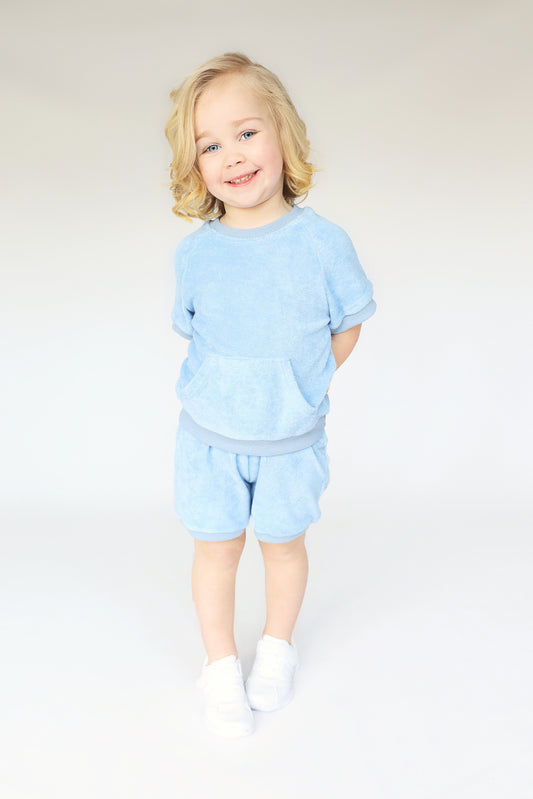 Sky Blue Towelling Short Loungewear