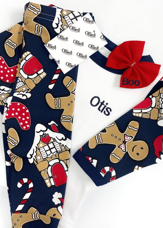 Kids Handmade Gingerbread Christmas Pyjamas