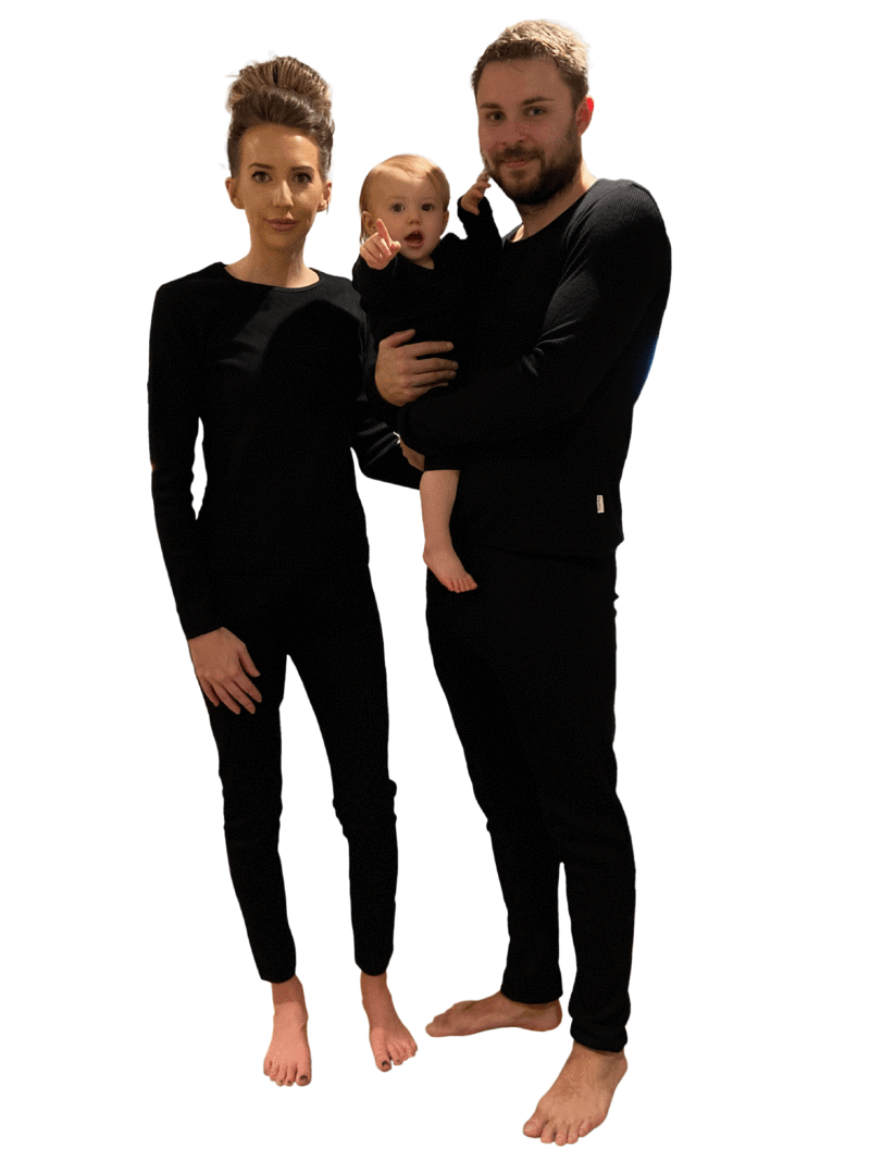 Adults Black Ribbed Unisex Loungewear