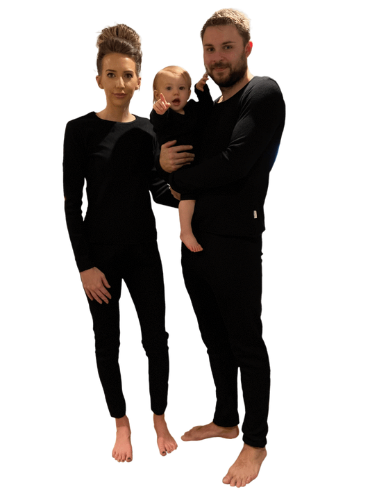 Adults Black Ribbed Unisex Loungewear
