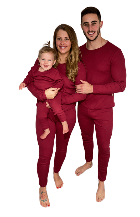 Adults Claret Red Ribbed Unisex Loungewear