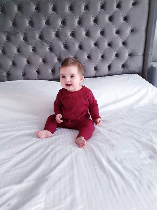 Claret Red Ribbed Unisex Loungewear