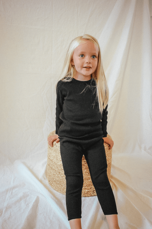 Black Ribbed Unisex Loungewear