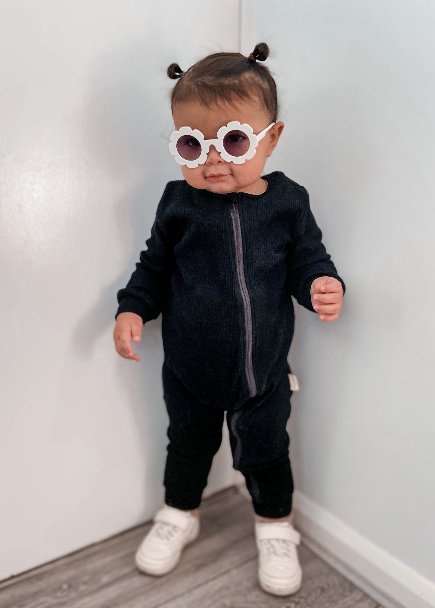 Black Zip Up Ribbed Romper