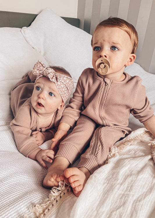 Mocha Zip Up Ribbed Romper