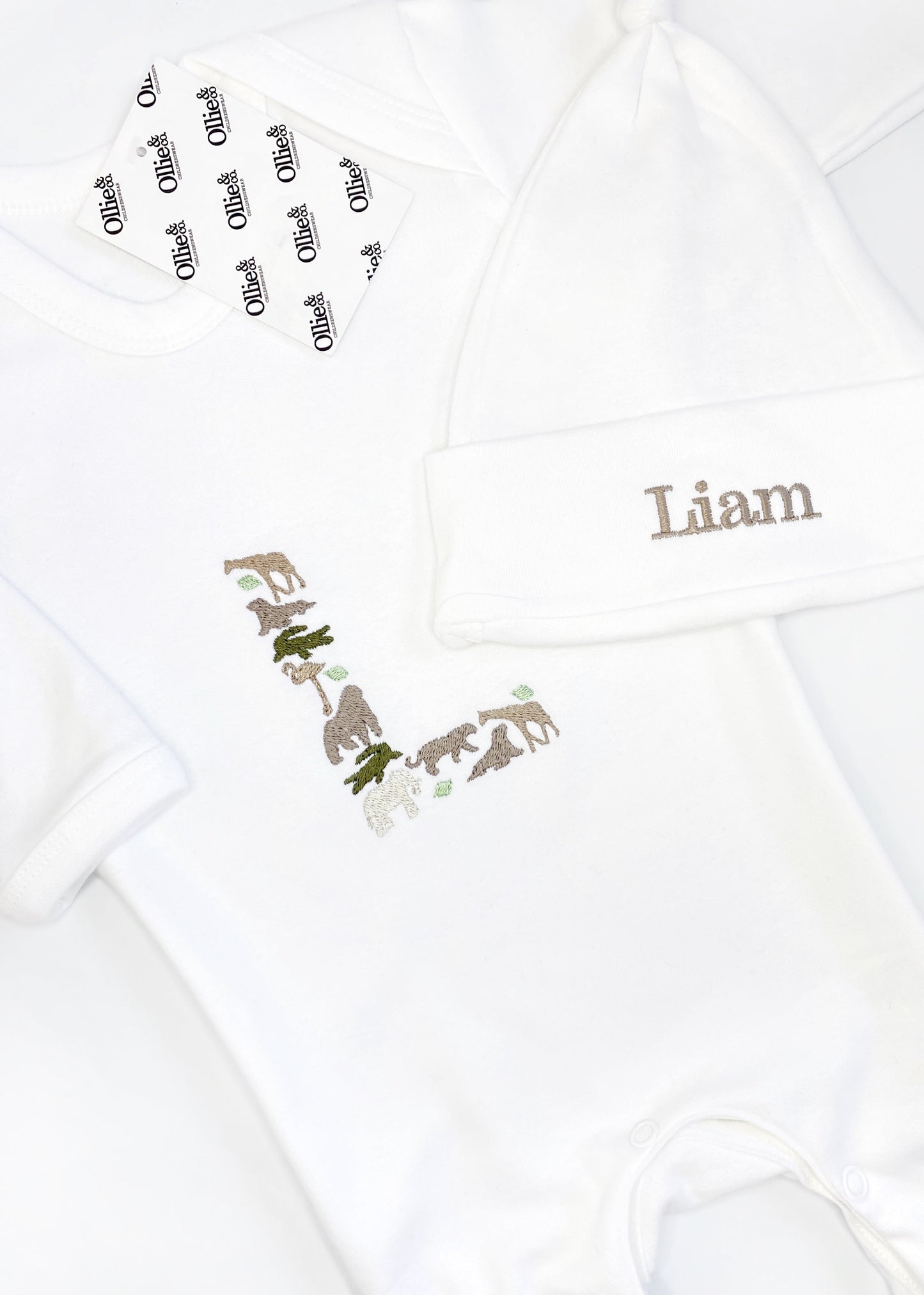 Safari Initial Romper & Hat Set
