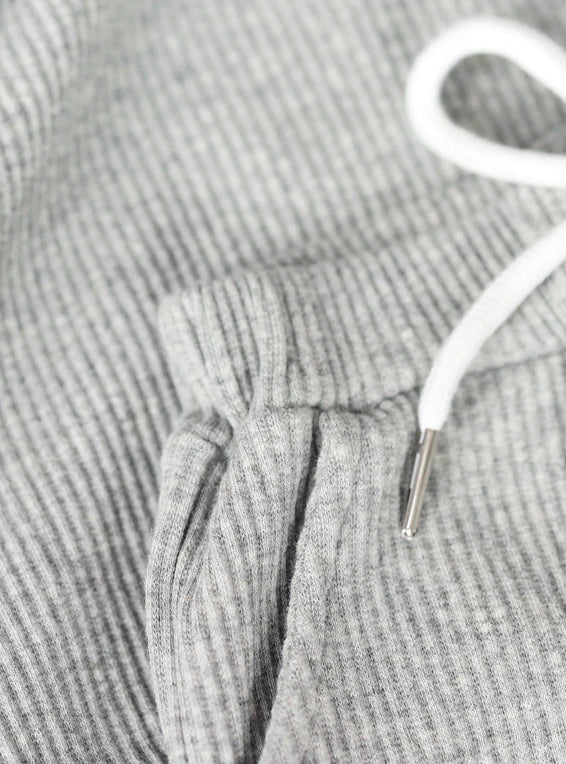 Dove Grey Ribbed Unisex Short Set