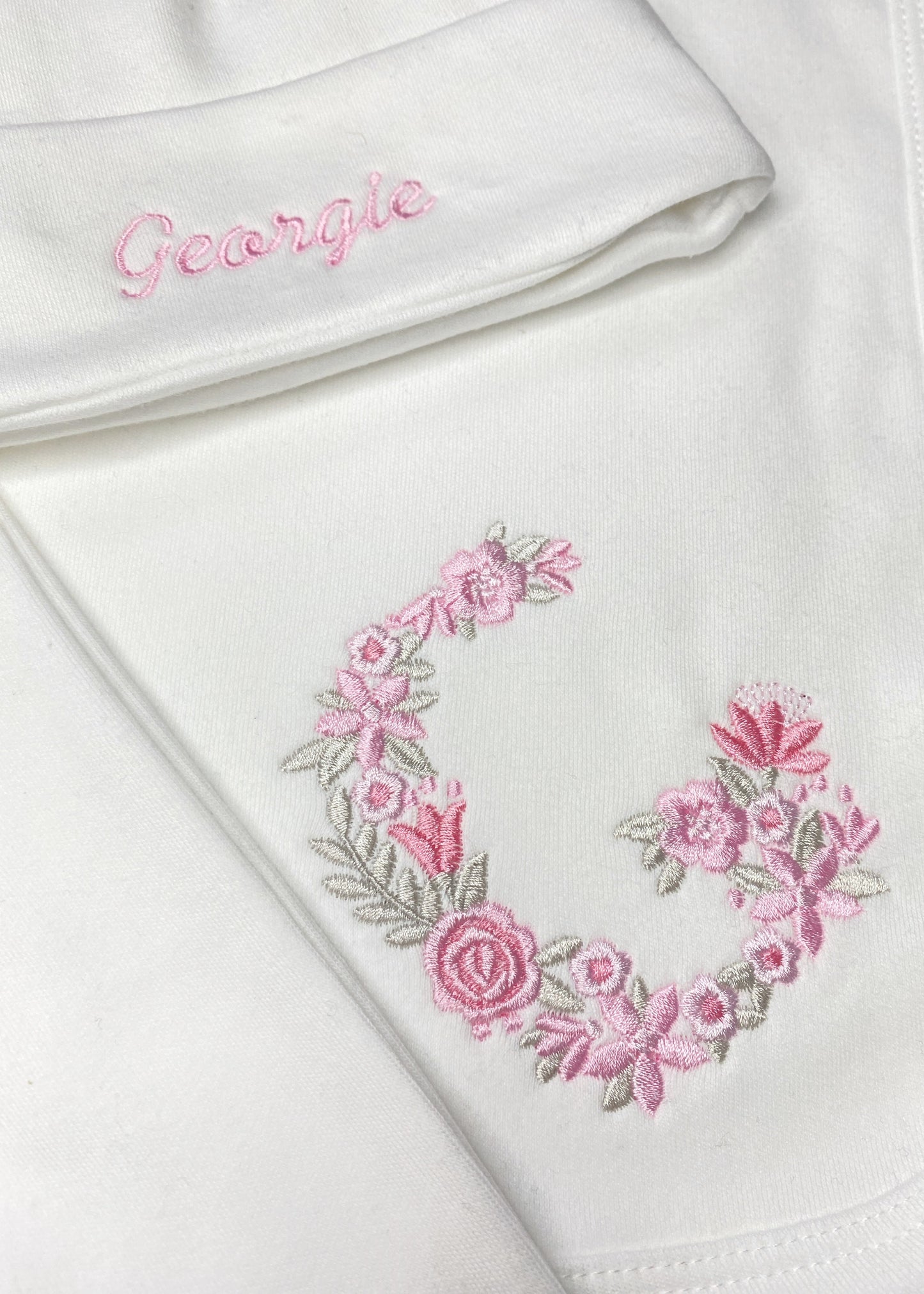 Floral Initial Cotton Baby Blanket