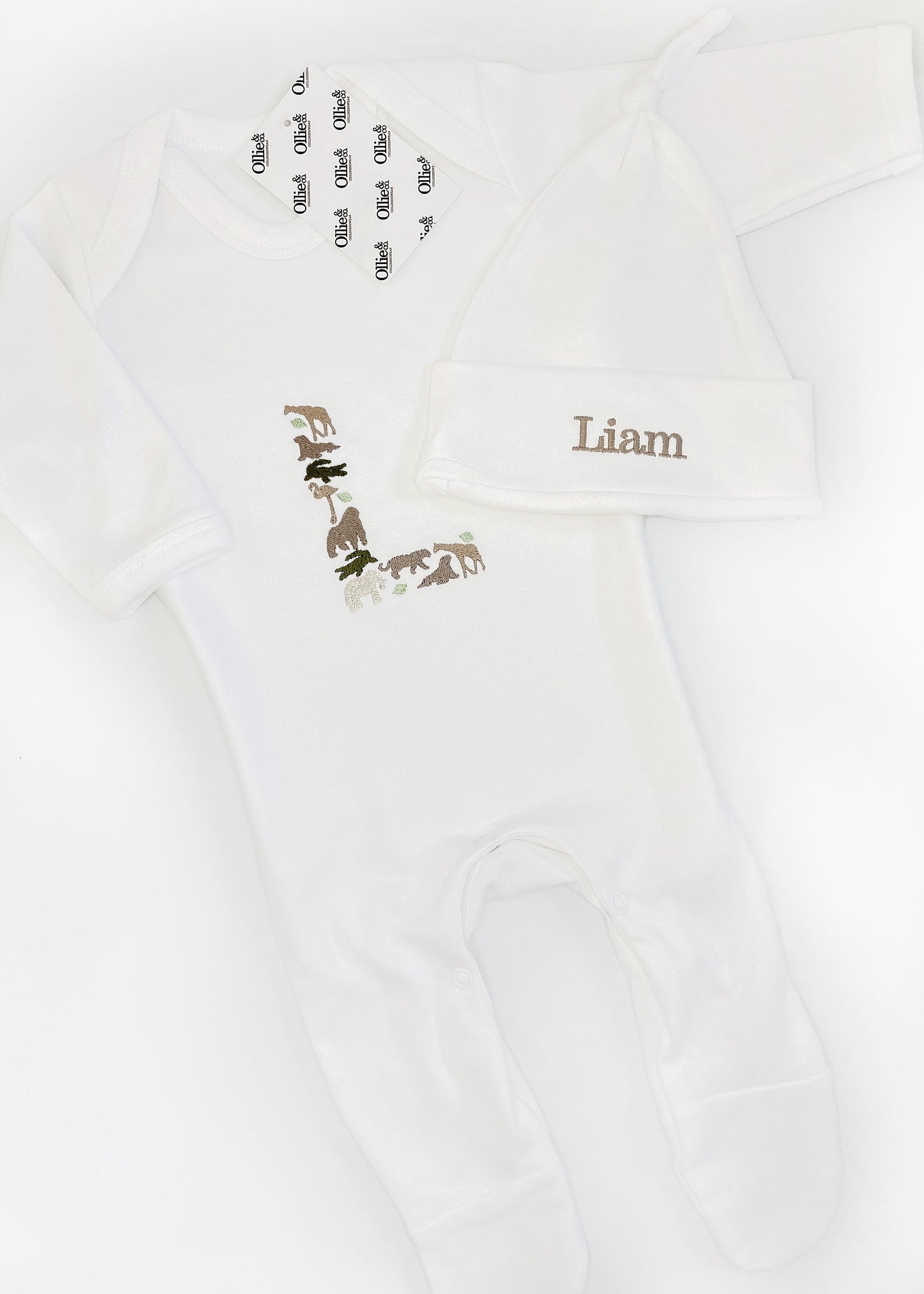 Safari Initial Romper & Hat Set