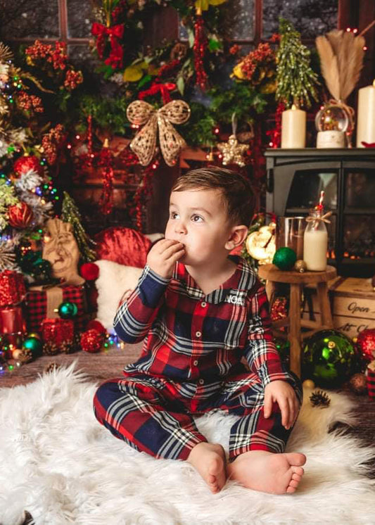 Red/Navy Tartan Christmas Onesie