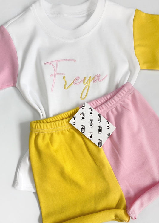 Pink & Yellow Handmade Short Loungewear