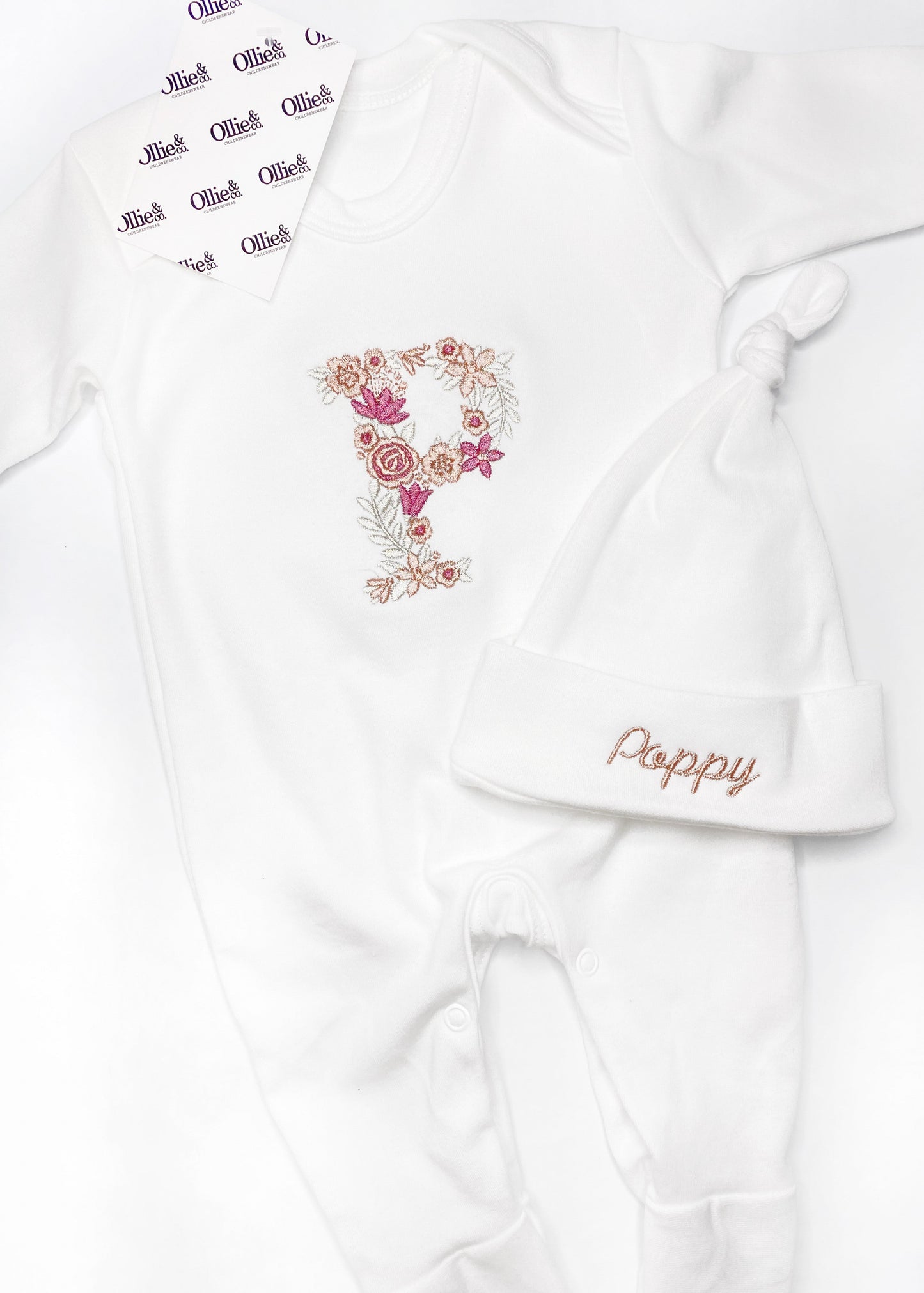 Floral Initial Romper & Hat Set