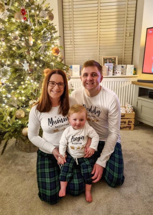 Kids Green/Navy Tartan Christmas Pyjamas