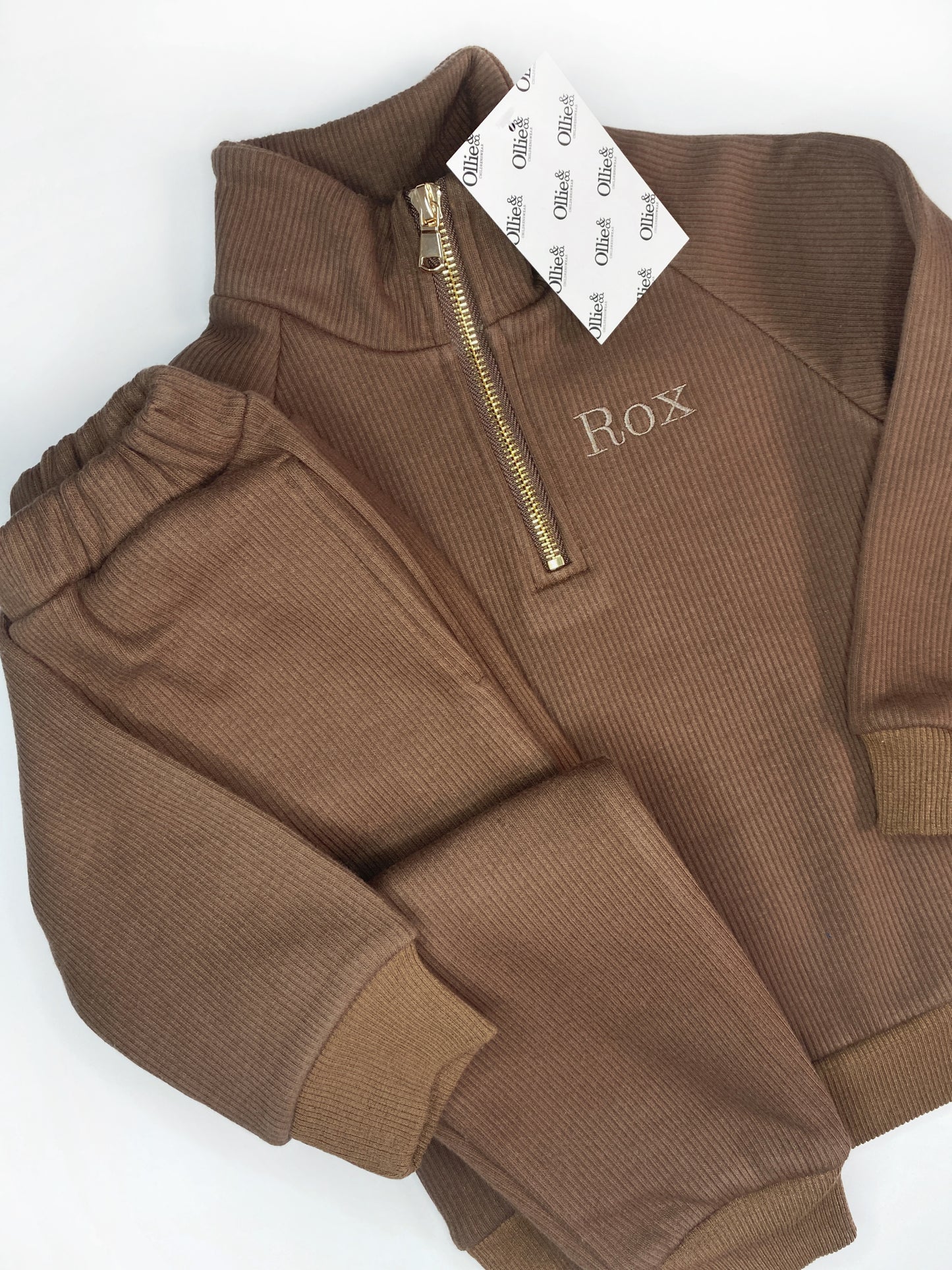Walnut Fleece Ribbed Tracksuit