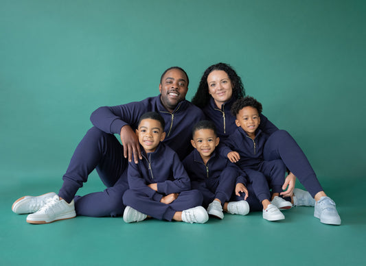 Adults Navy Fleece Ribbed Tracksuit