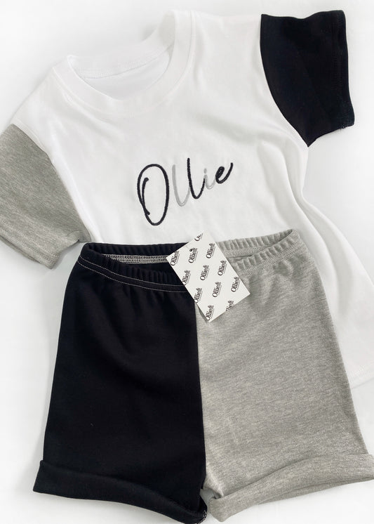 Black & Grey Handmade Short Loungewear