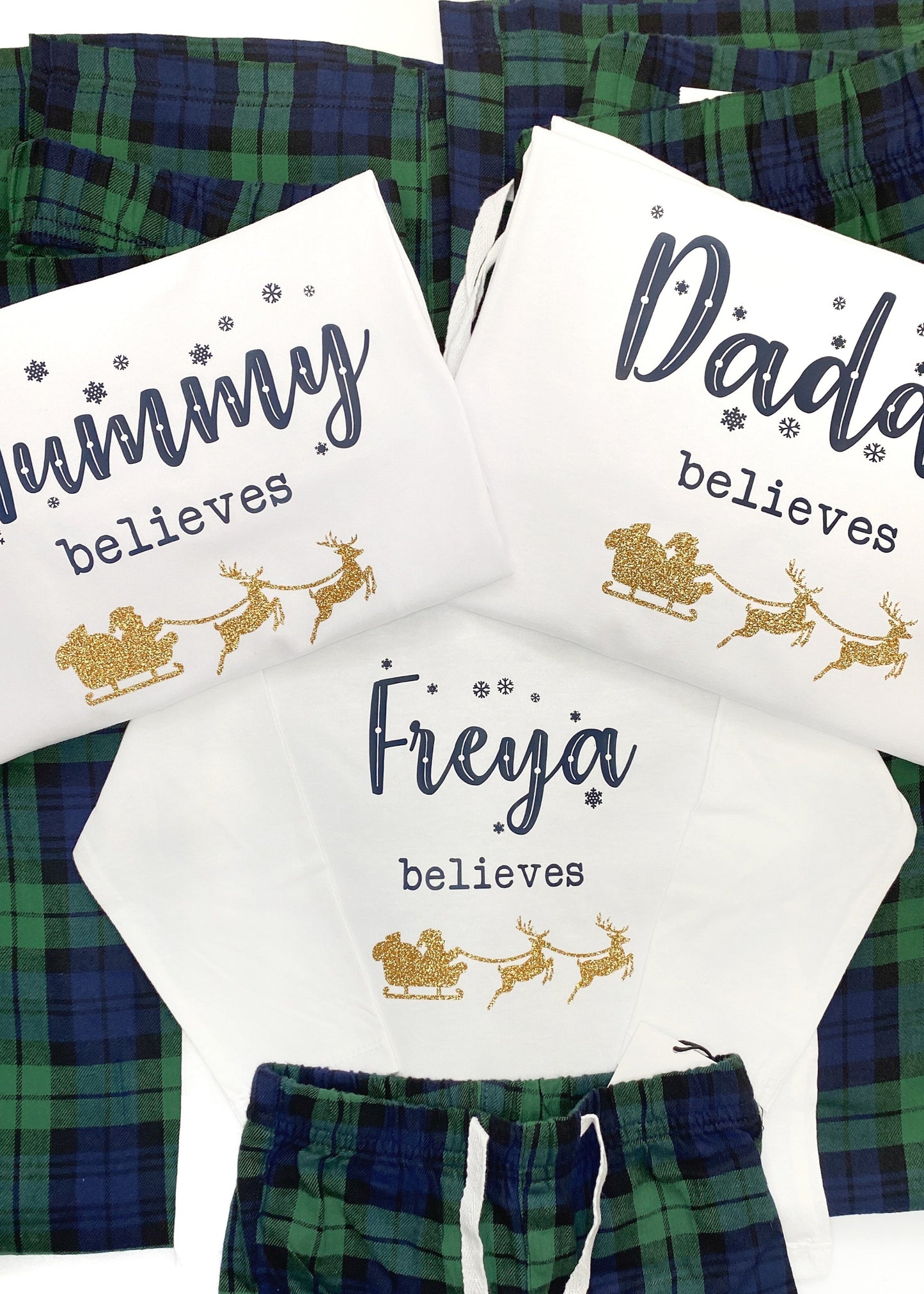 Adults Green/Navy Tartan Christmas Pyjamas