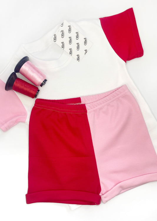 Pink & Red Handmade Short Loungewear