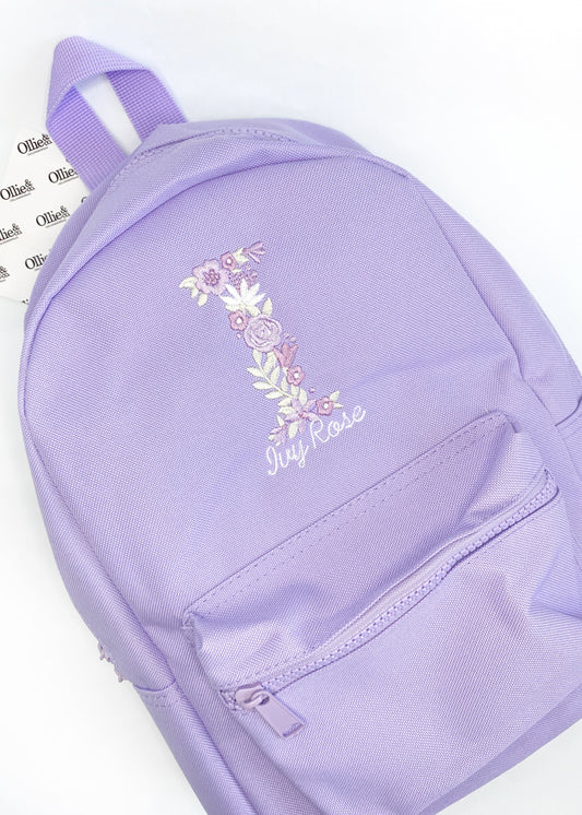 Floral Initial Mini Backpack