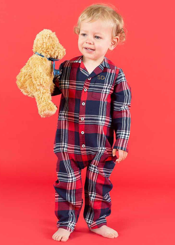 Red/Navy Tartan Christmas Onesie