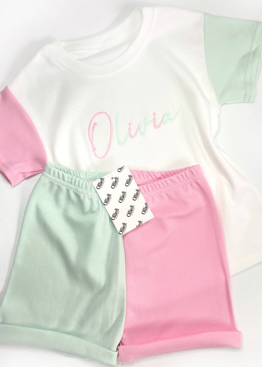 Pink & Mint Handmade Short Loungewear