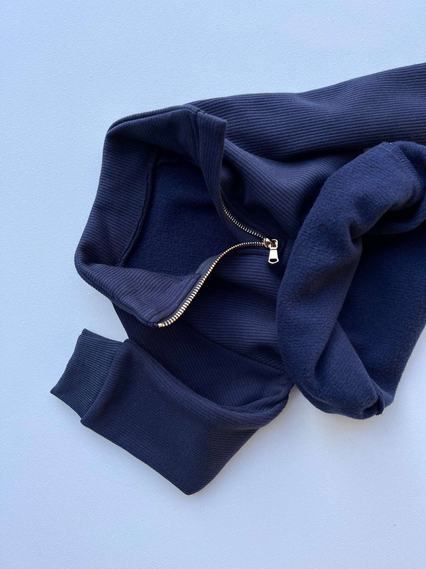 Navy Fleece Ribbed Tracksuit
