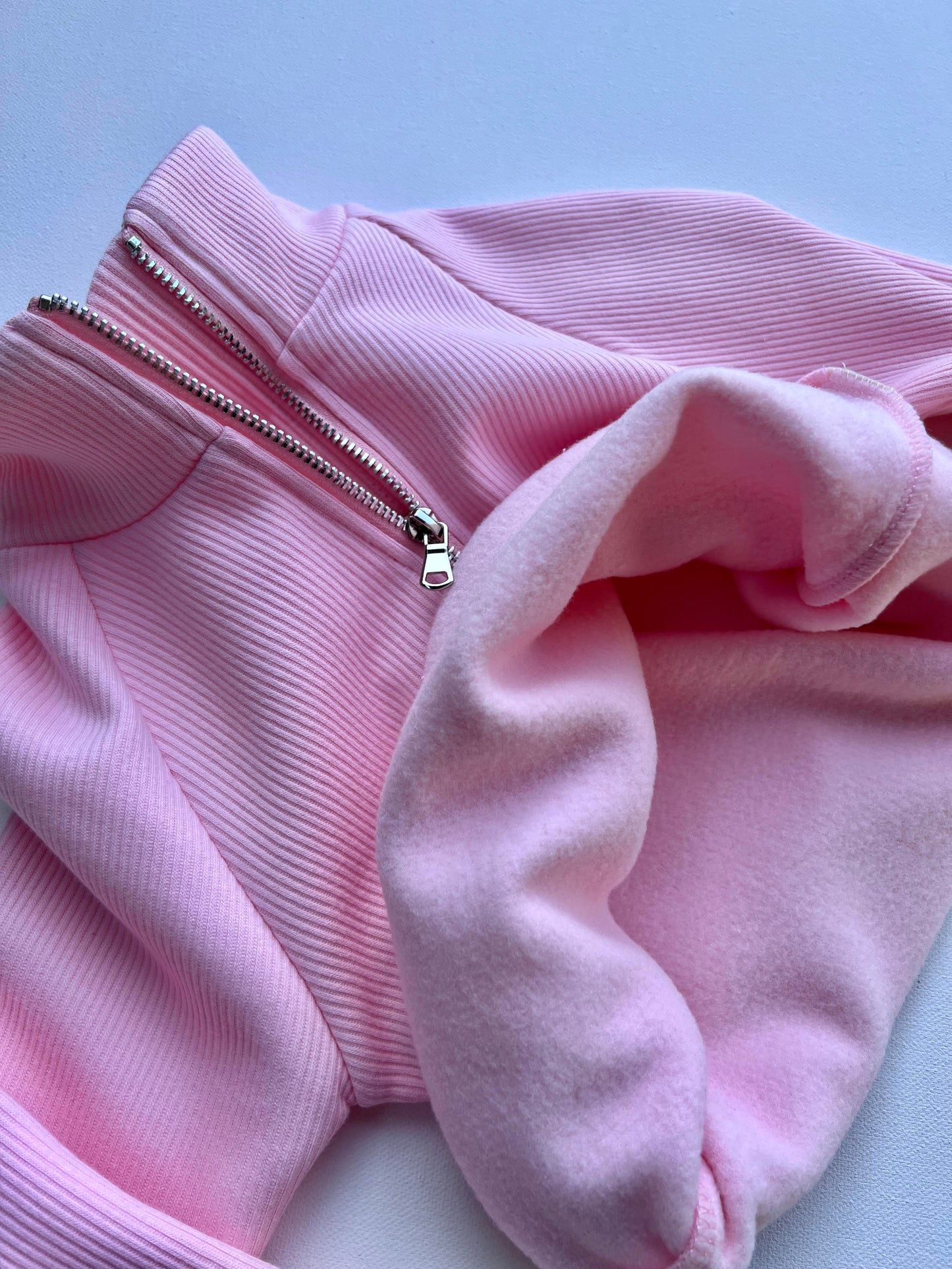 Peony Pink Fleece Ribbed Tracksuit