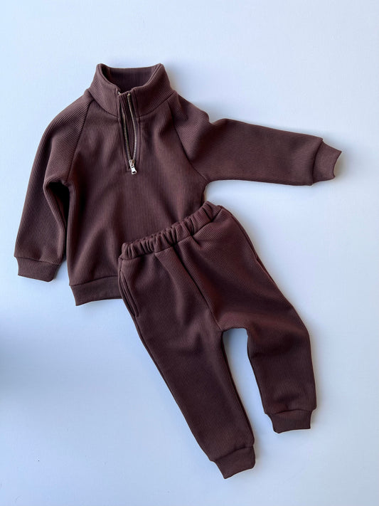 Walnut Fleece Ribbed Tracksuit