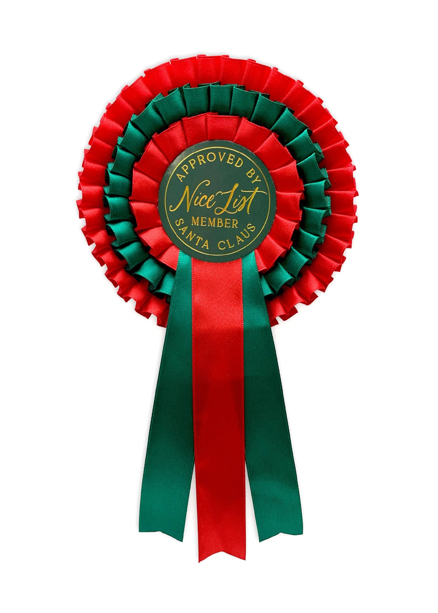 Nice List Member Christmas Rosette Badge Red/Green