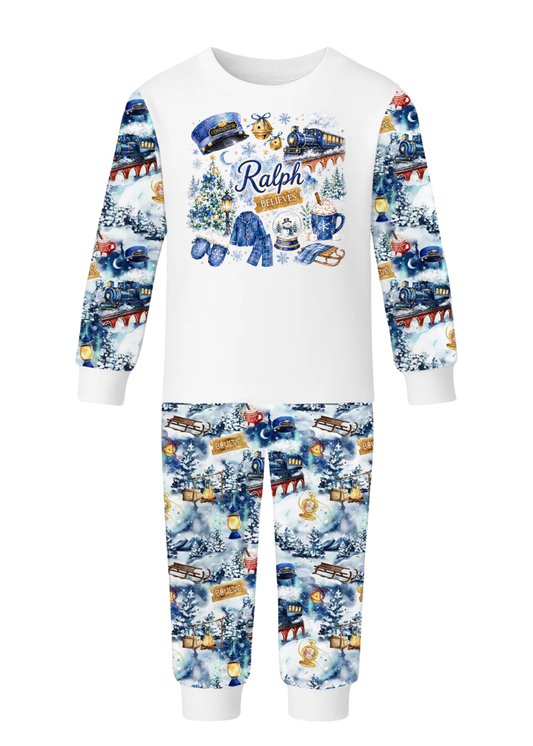 NEW Kids Polar Express Blue Pjs