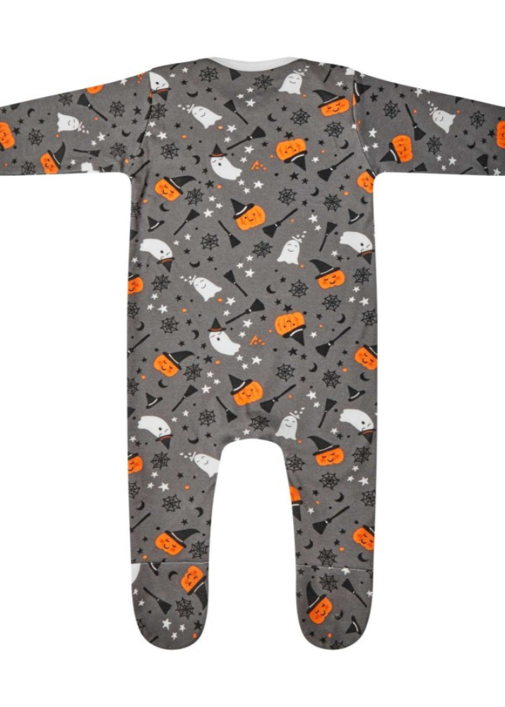 Baby onesie with Halloween pattern on a white background