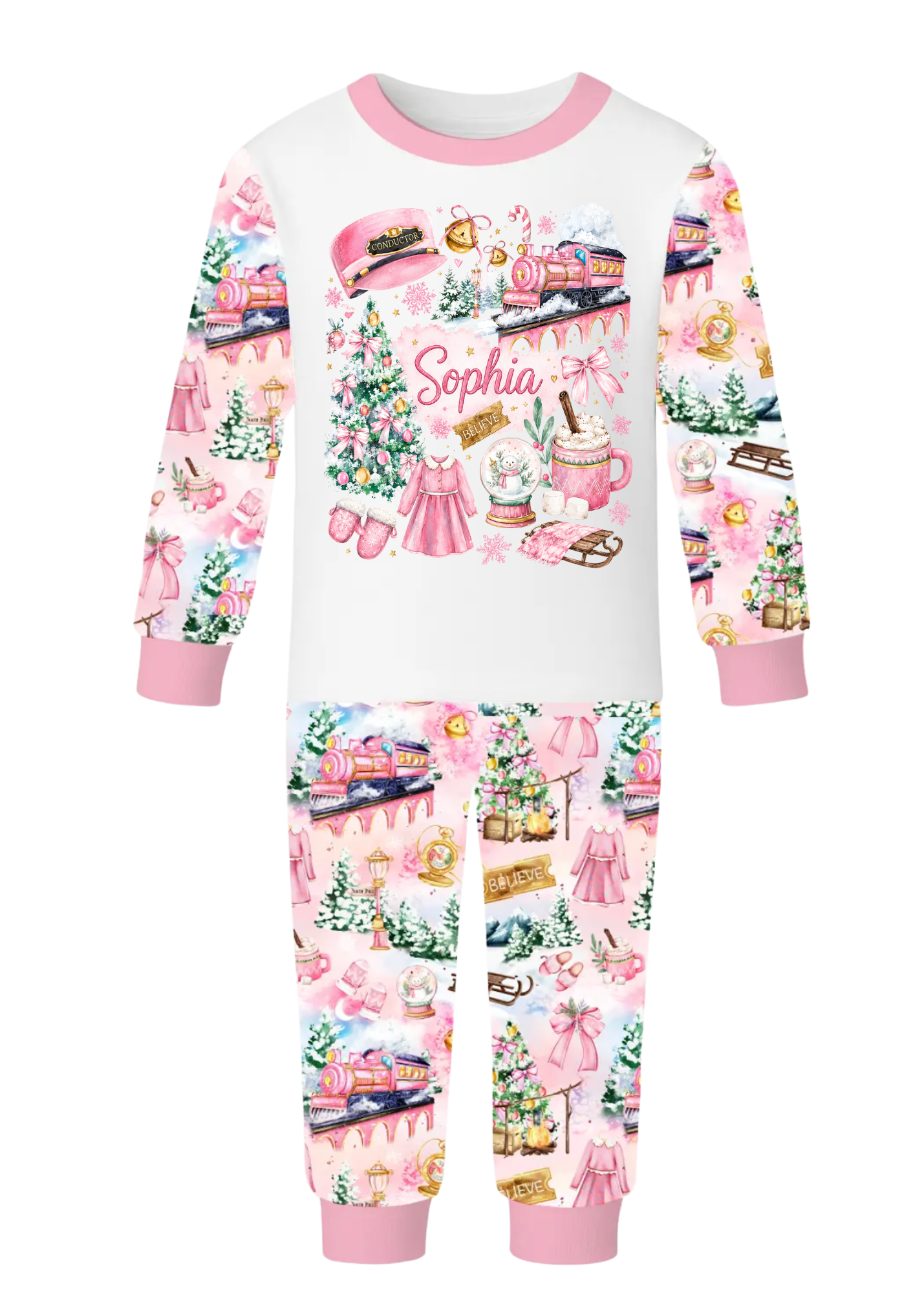 NEW Adults Polar Express Pink Pjs