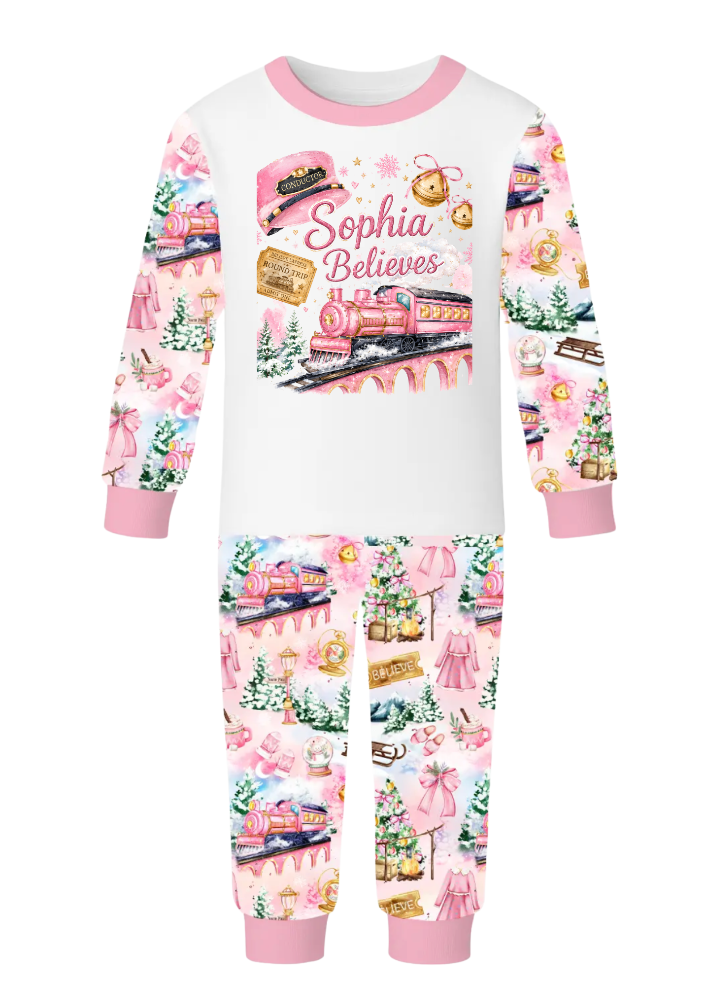 NEW Kids Polar Express Pink Pjs