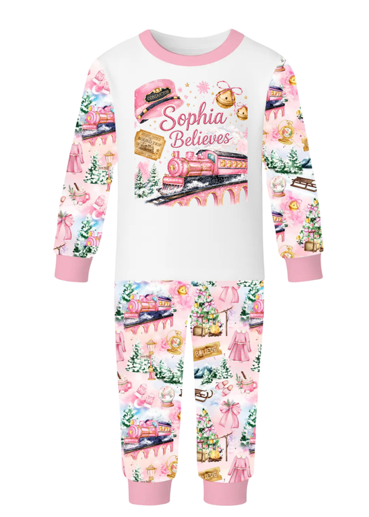 NEW Kids Polar Express Pink Pjs