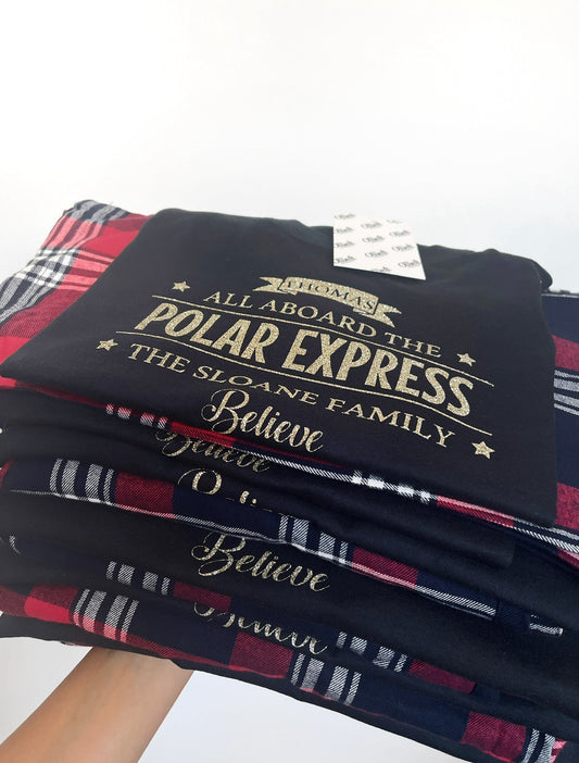 Polar Express Kids Red/Navy Tartan Christmas Pyjamas