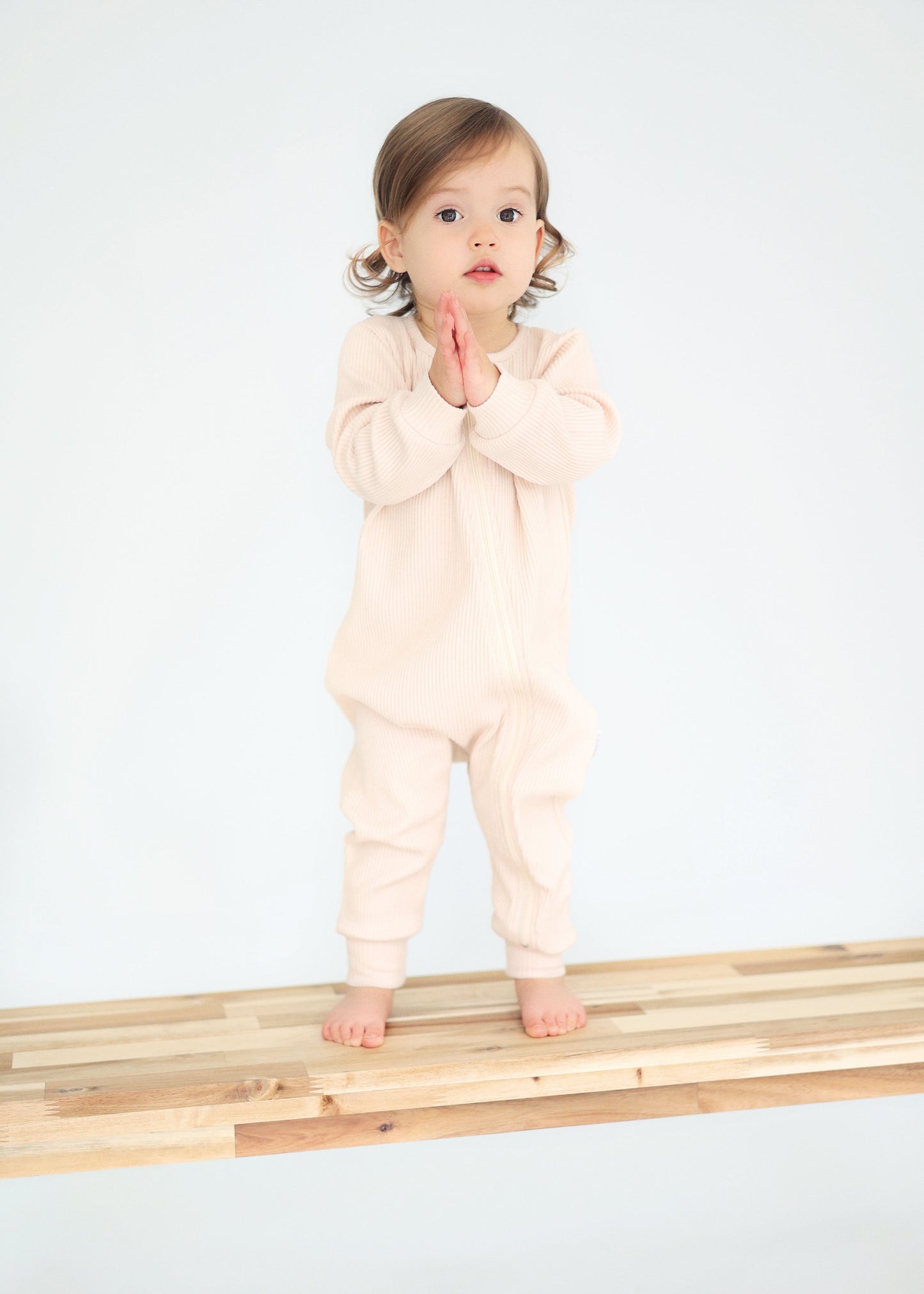 Shortbread Zip Up Ribbed Romper